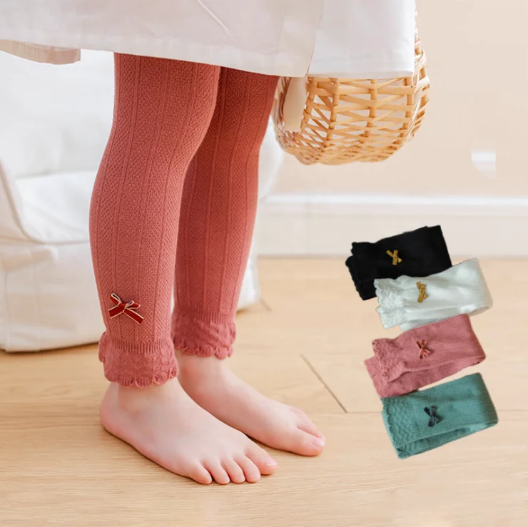 1 Pair Hot Selling Organic Cotton Rich Plain Cream Color Toddler Baby Girls knit Pantyhose/Tights