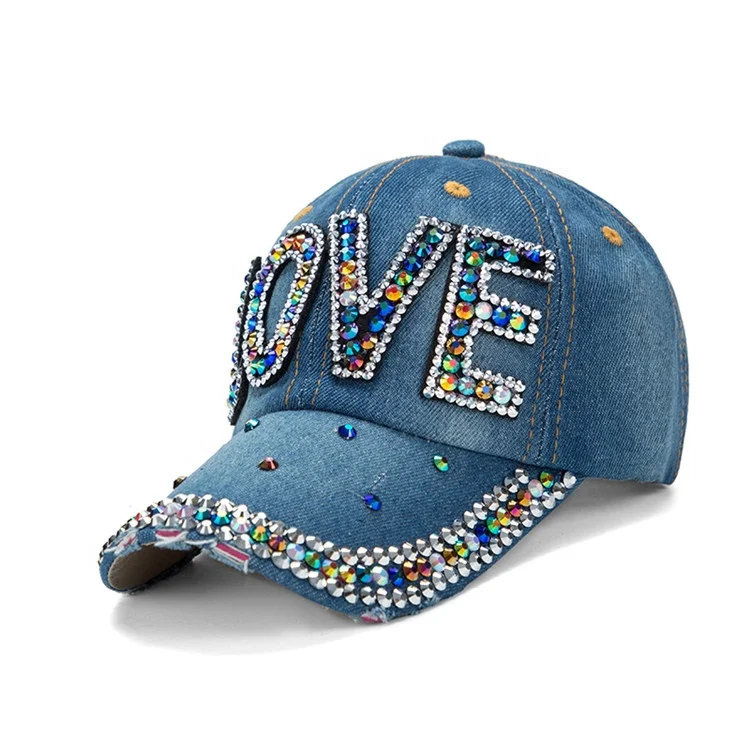 Wholesale Bling Rhinestone Custom logo Sport Dad Outdoor Baseball other hats & caps For Women Men