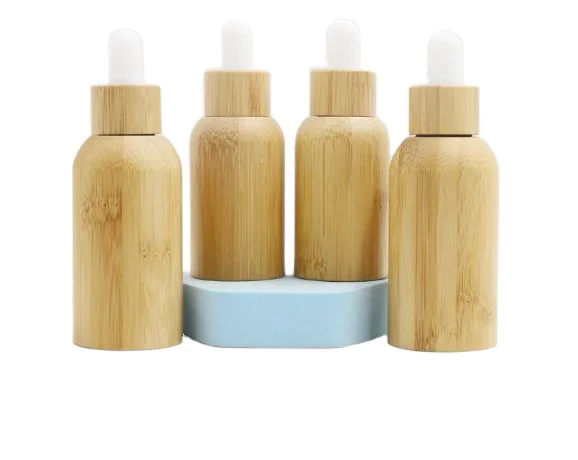New design Wood grain craft cosmetic glass bottle 30ml customized color cosmetics packing essential oil bottles