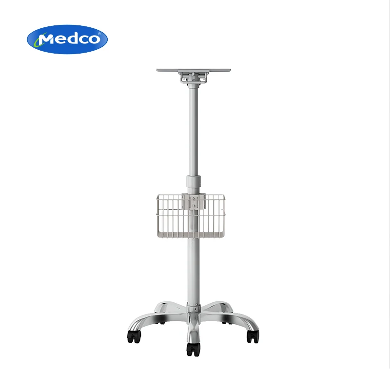 Height Adjustable Aluminum Medical Patient Monitor Trolley For Hospitals