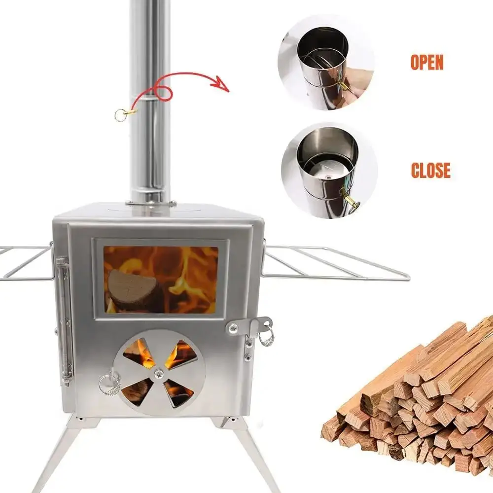 Rison Outdoor Camping Picnic Portable, 304 Stainless Steel Usb Fen Powered Wood Stove Camping