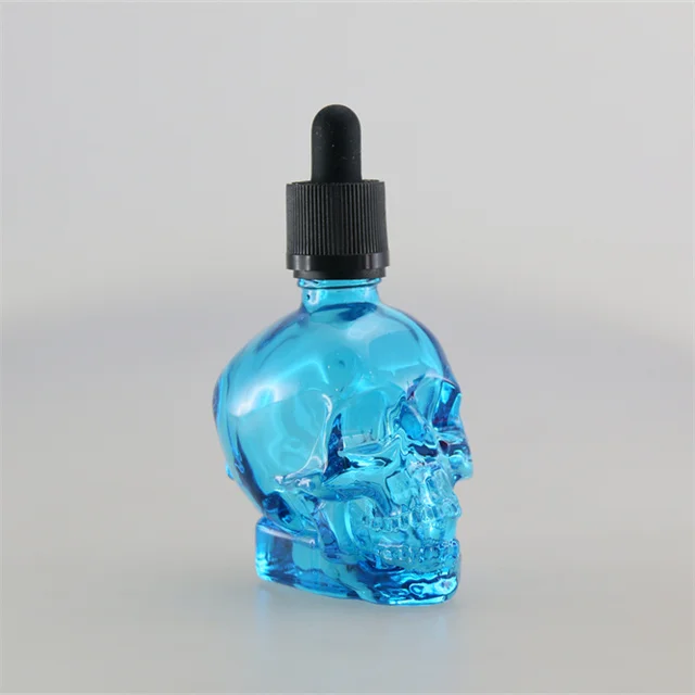 Customized skull head glass dropper bottle 30ml 100ml glass bottle with skull