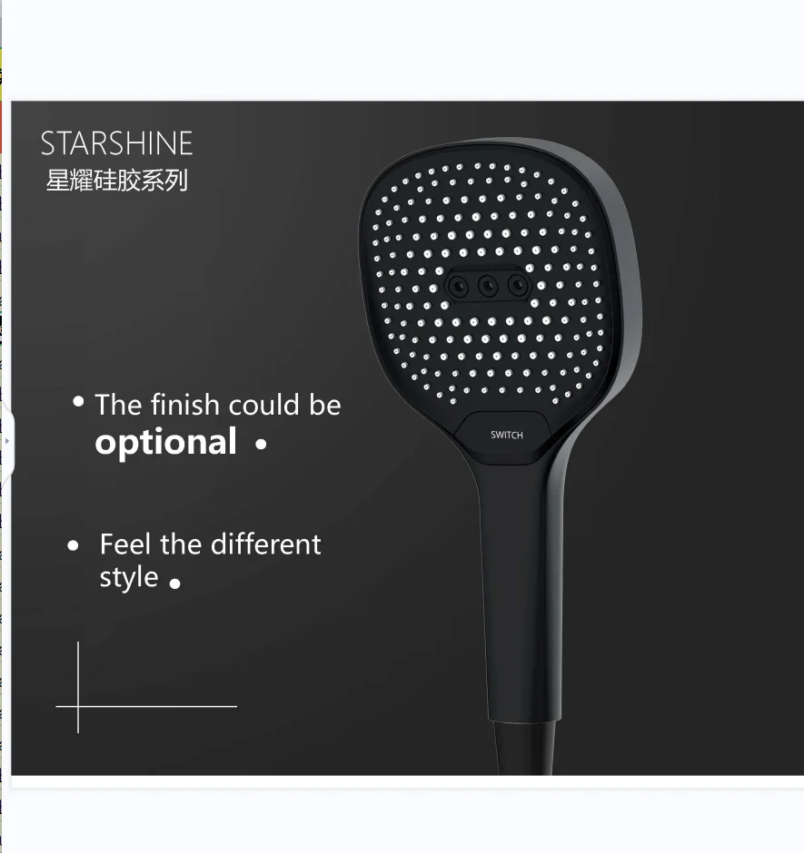 Reset Button Select High Water Pressure  Bath Handheld Shower Head with Jet Washing