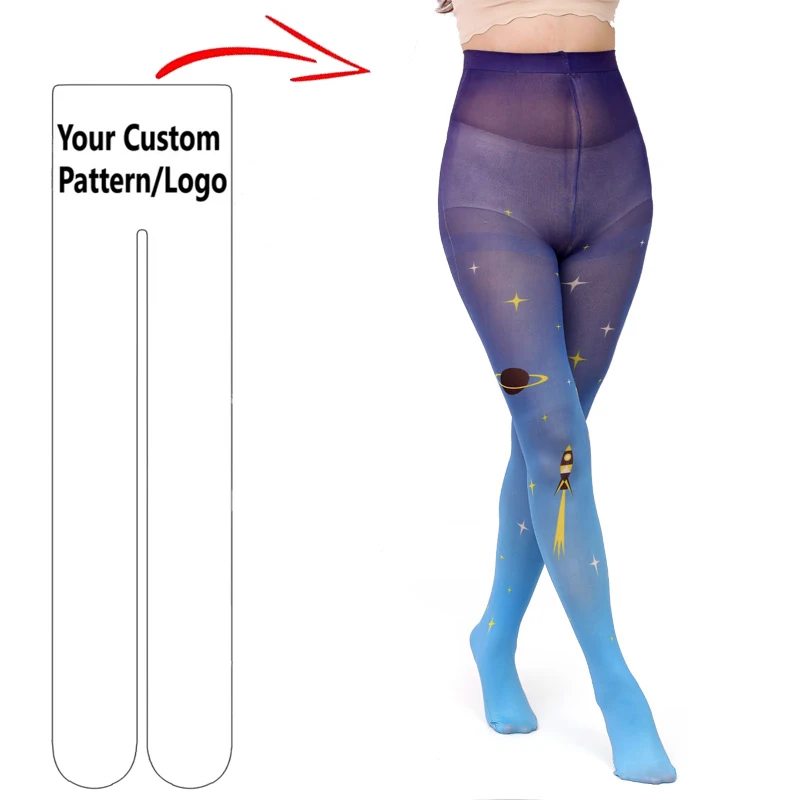 Shiny Pantyhose Nylon Sexy Stockings Tights With Colorful Gradient Color Galaxy Star Pantyhose