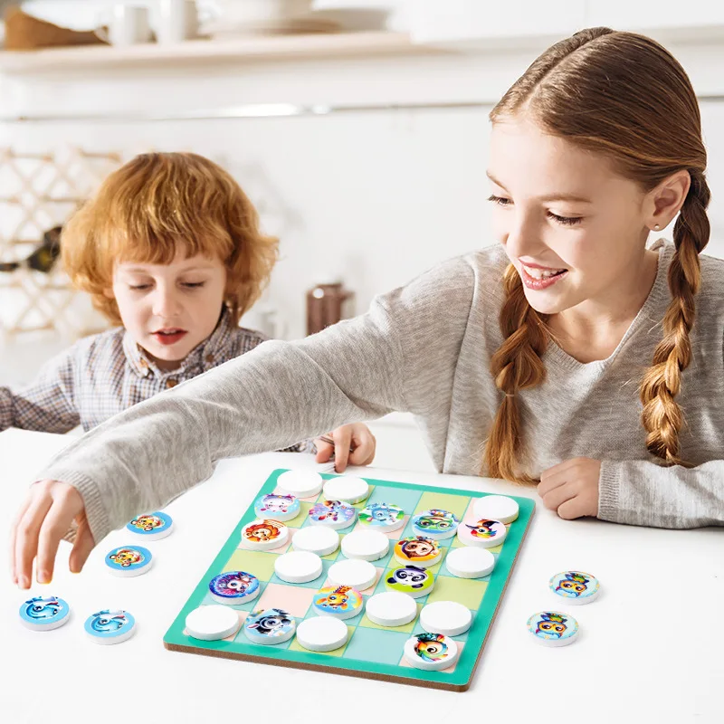 CPC CE EN71 Wooden Tic Tac Toe Mini Family Board Games Classical Puzzle Xo Chess Board Strategy Board Game