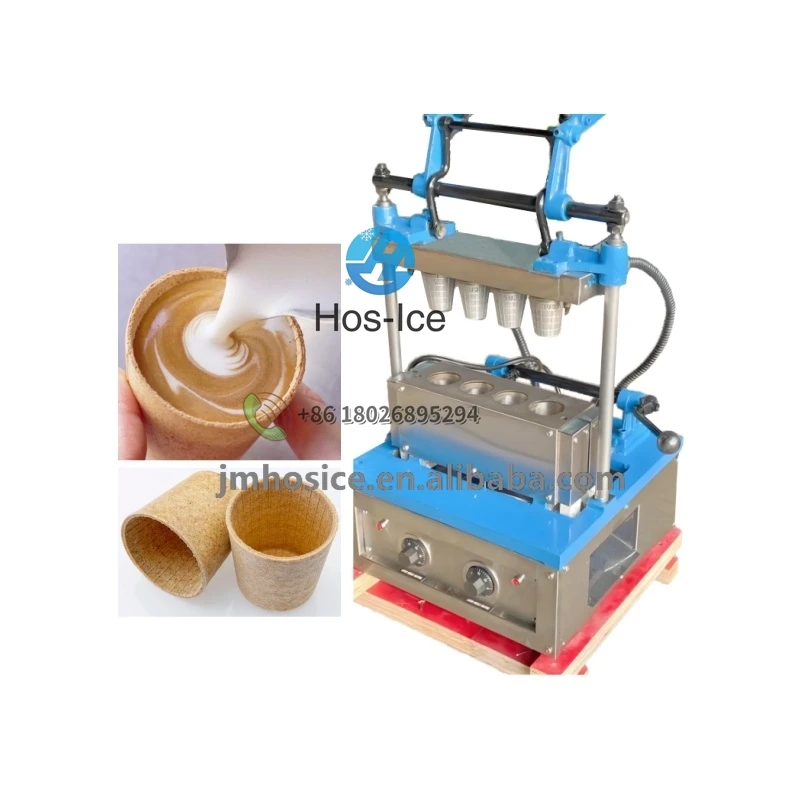 Manual Ice Cream Coffee Cone Machine 4 MOLDS Semi-automatic Machine for Making Ice Cream Cones Customized logo and Size