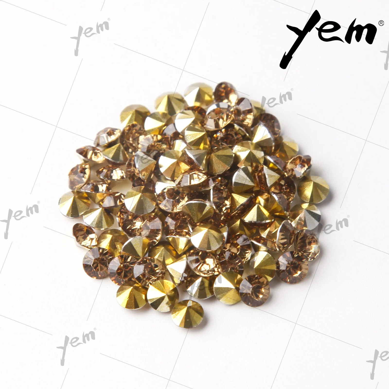 YEM Crystal Rhinestone Resin Stone LCT Color SS6 SS8 SS10 SS12 SS14 SS16 SS45 Pointed Back Non Hot-fix Fancy Rhinestone