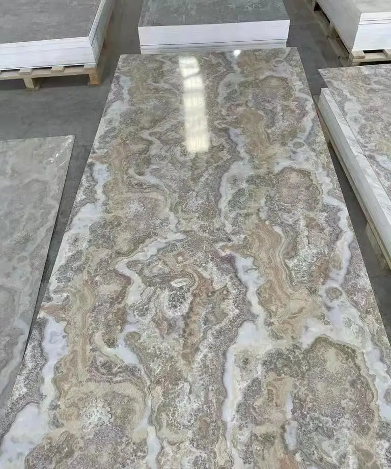 Hot sale waterproof & fireproof flexible 3mm pvc marble sheet uv panel importer
