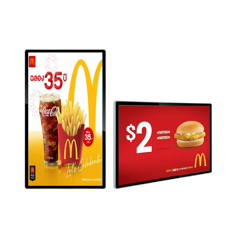21 32 43 49 50 inch wall mount digital signage Android advertising display for hotel lobby
