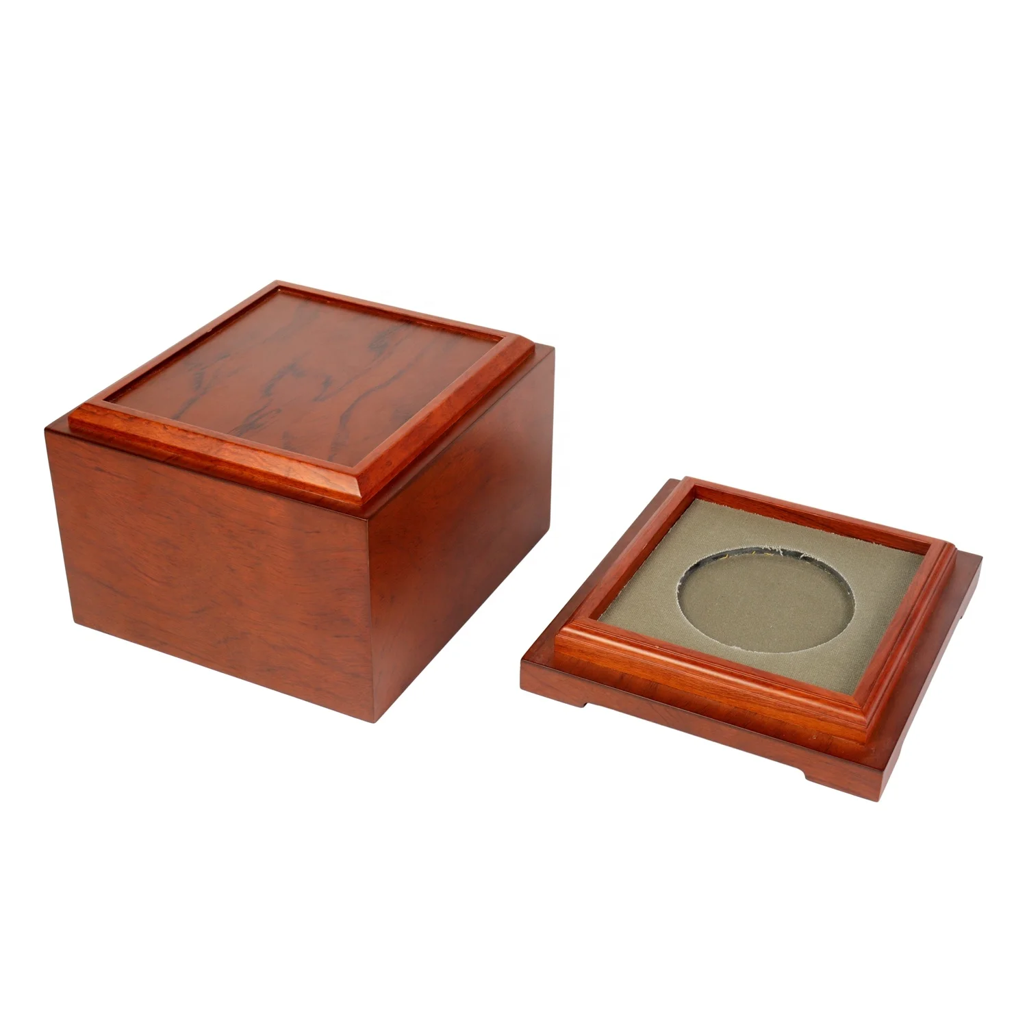 Настраиваемые высококачественные похоронные принадлежности экологически чистый матовый лак квадратная урна из красного дерева