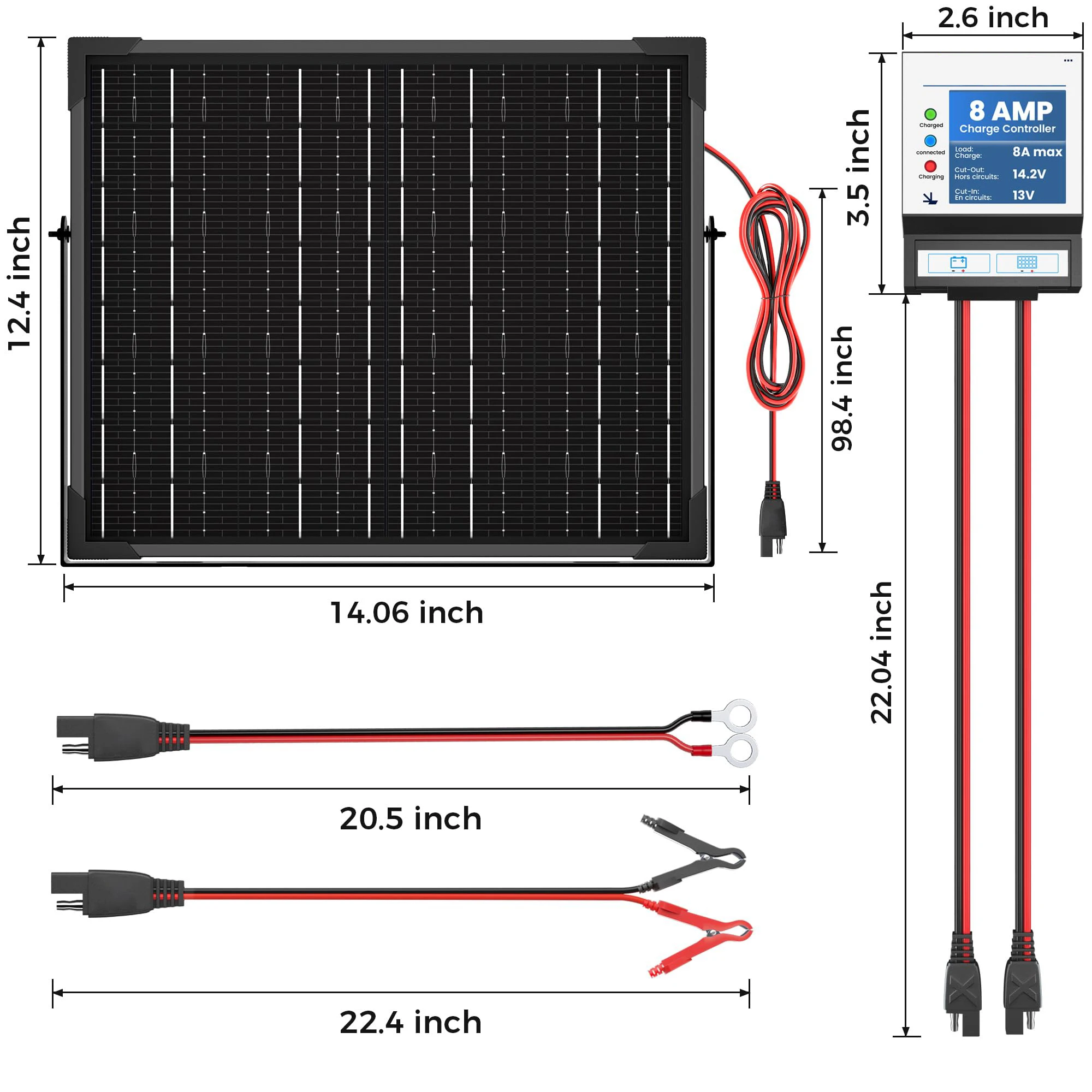Portable 20W 12V Off-Grid Solar Power System Kit for Home and Car Use-Solar Battery Charger