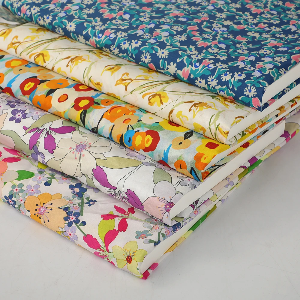 100% bci oeko-tex cotton poplin print fabric custom designs digital printing liberty london organic cotton fabric woven