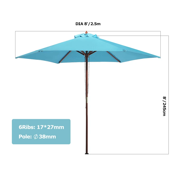 Garden Yard Beach Sun Shade Outdoor Umbrella Hardwood Parasol Patio Umbrella