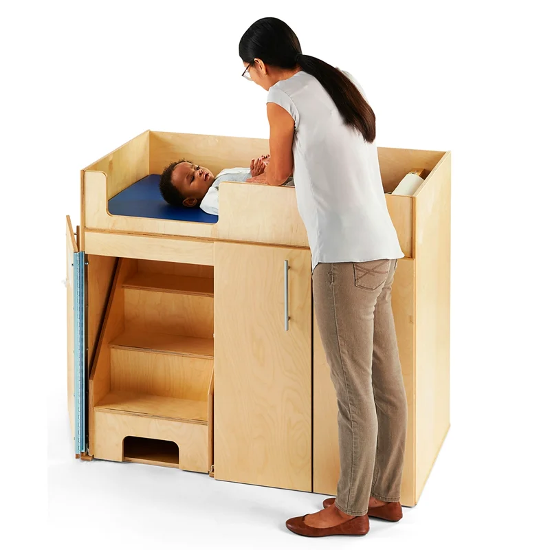 Baby Changing Bag Table With Cabinet Wooden Newborn Baby Nursing Furniture Diaper Changing Table For Montessori Daycare