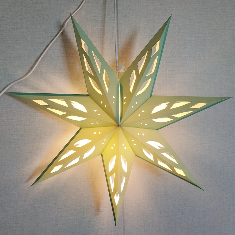 Wholesale Home Decor Green Folding Hanging Decoration Lamp Star Paper Lantern