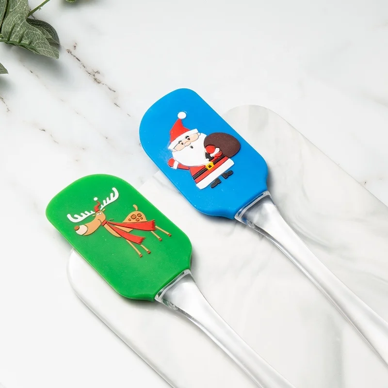 Christmas spatula pack of 2  silicone kitchen spatula with silk printing oem order for cream spatula