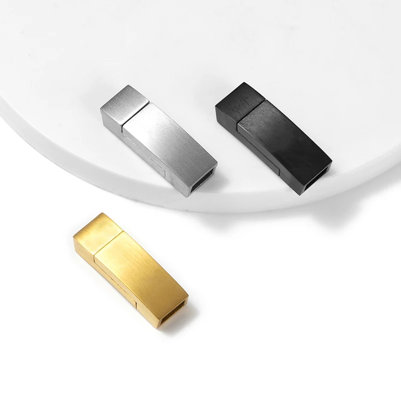 Stainless steel buckle Rectangular leather bracelet accessories Buckle Knitted accessories Bracelet can absorb iron buckle