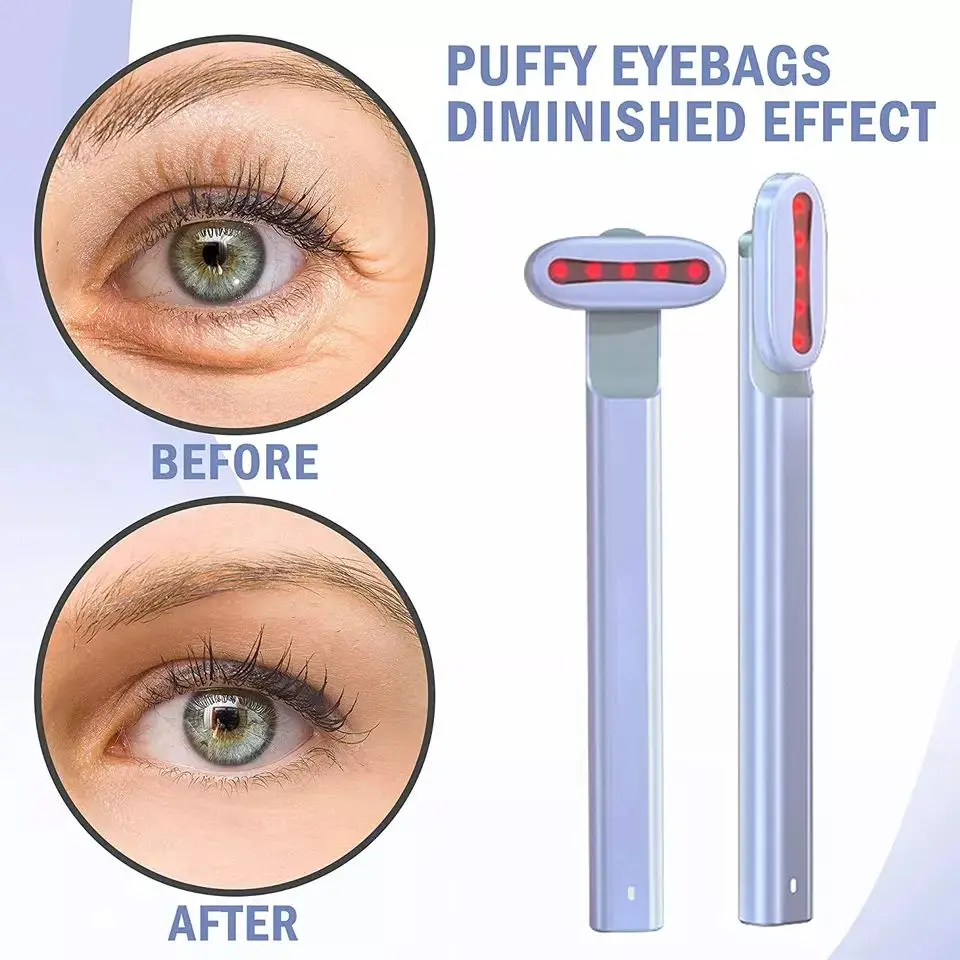 90 Degree Rotation Advanced 4-in-1 LED Light Therapy Face EMS Facial Eye Beauty Massager Red Light Skincare Wand