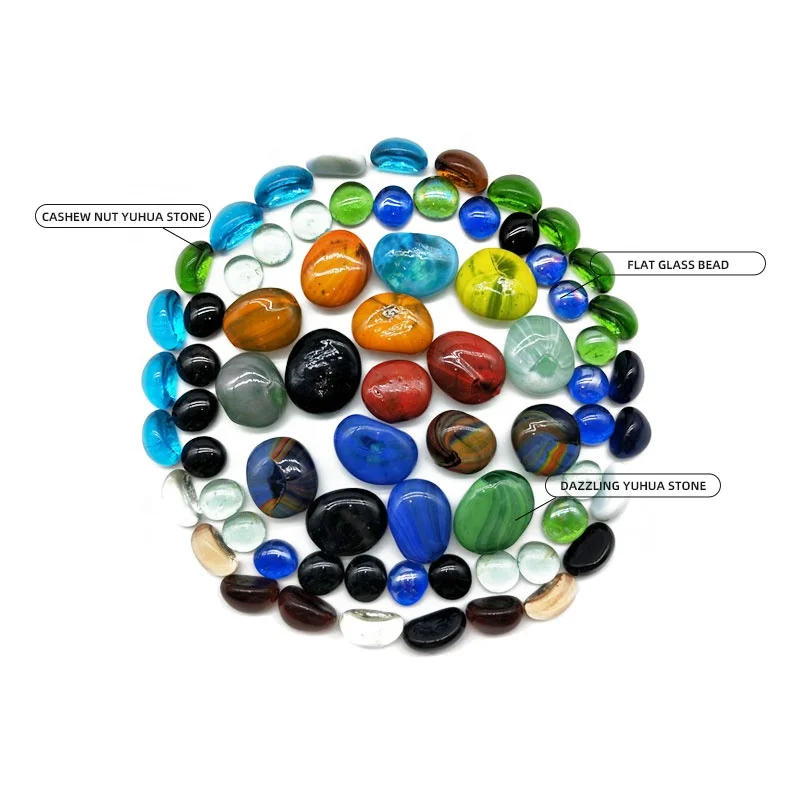 Colorful stones Colorful riverstone pebble Yuhua stone agate glass stone for road paving decoration Dig for treasure