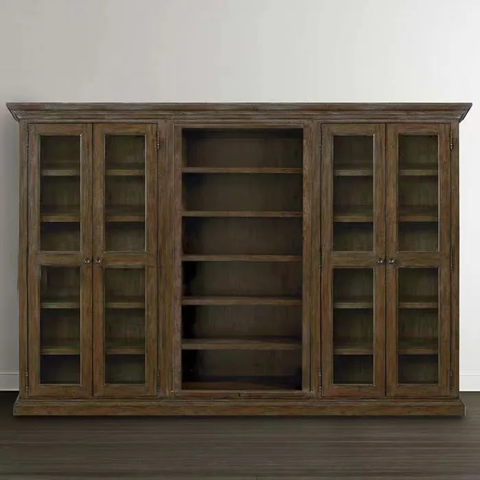 American country retro simple study with glass door solid wood display bookcase