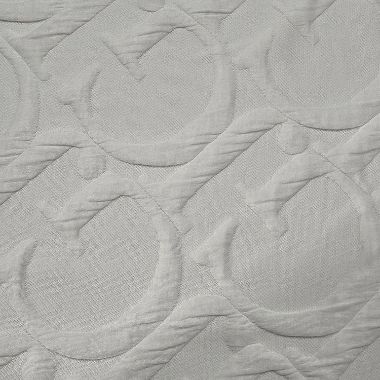 Thick weight 295gsm 98%polyester 2%spandex 3d emboss letter design scuba jacquard fabric for fashion dress