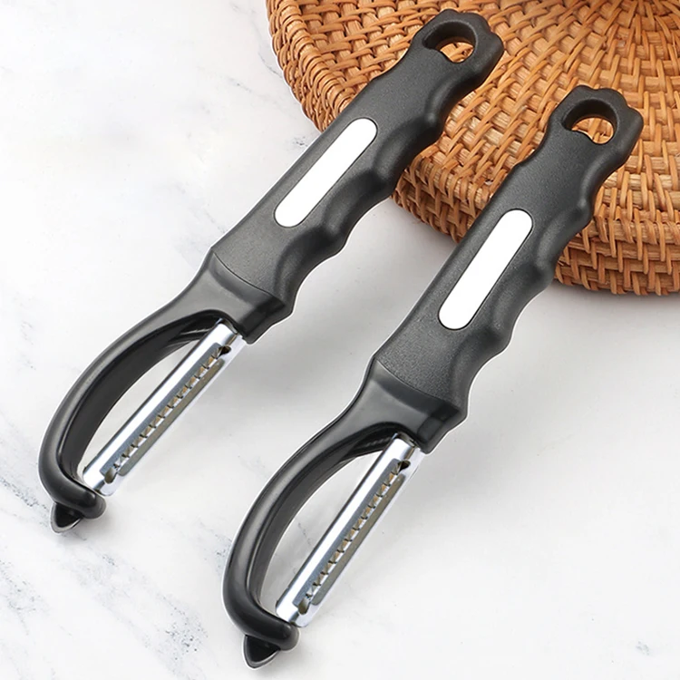 Multifunctional 2 in 1 veggie potato peeler kitchen stainless steel vegetable and fruit peeler with plastic grip