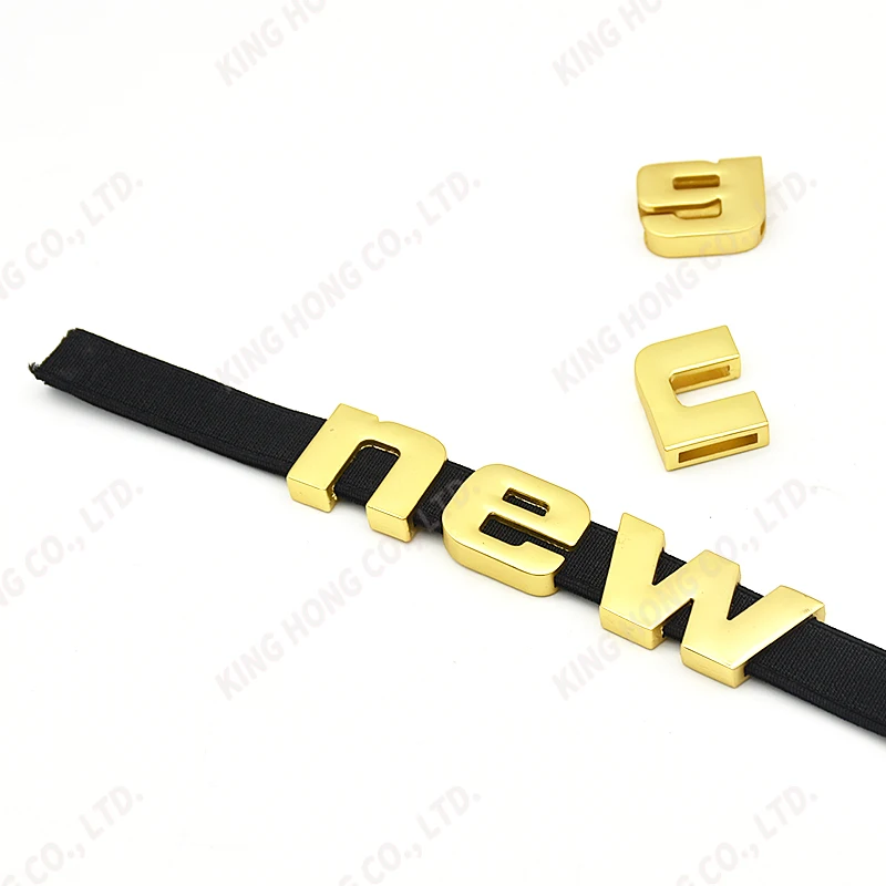 Recycled option High Quality hollowed English numbers alloy Metal English Alphabet Letter For bags belt Clothing accessoires