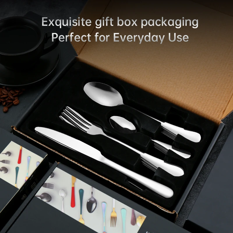 Factory Price New Design Cutlery Box Set 24Pcs Stainless Steel 24Piece Spoon Fork Knife Silverware Set