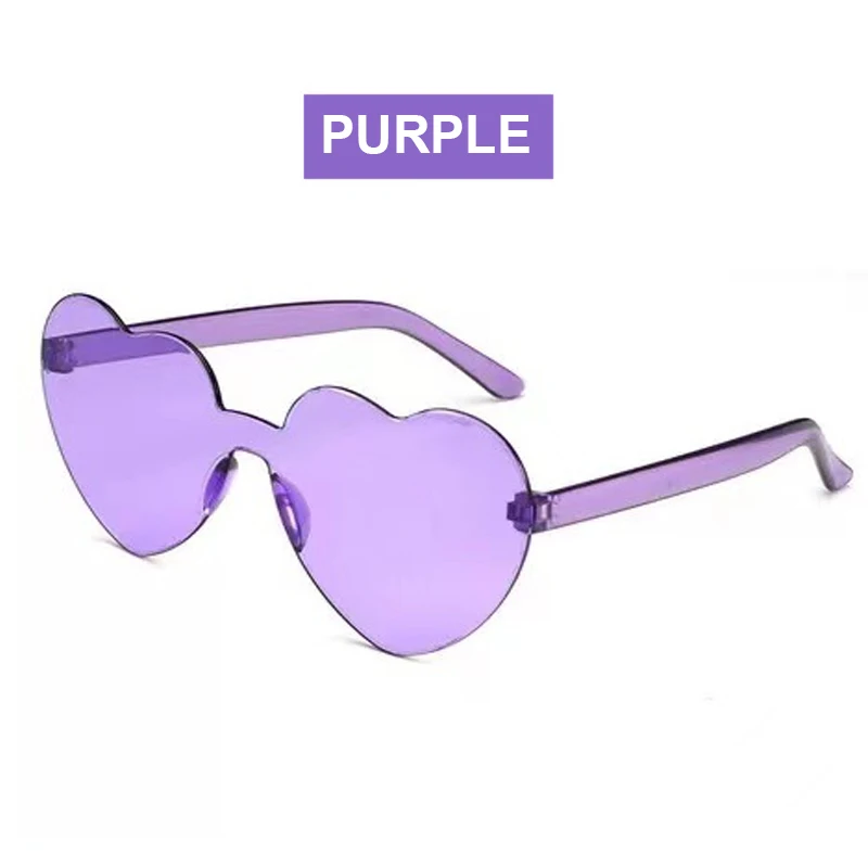 Heart Shaped Sunglasses Transparent Candy Color Heart Frameless Glasses Party Favors