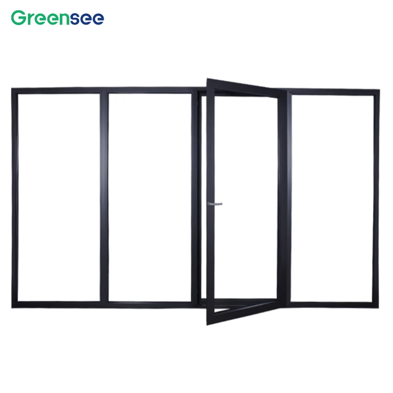 Greensee High Performance Windproof Anti-theft Metal Frame Tempered Glass Sliding Interior French Door