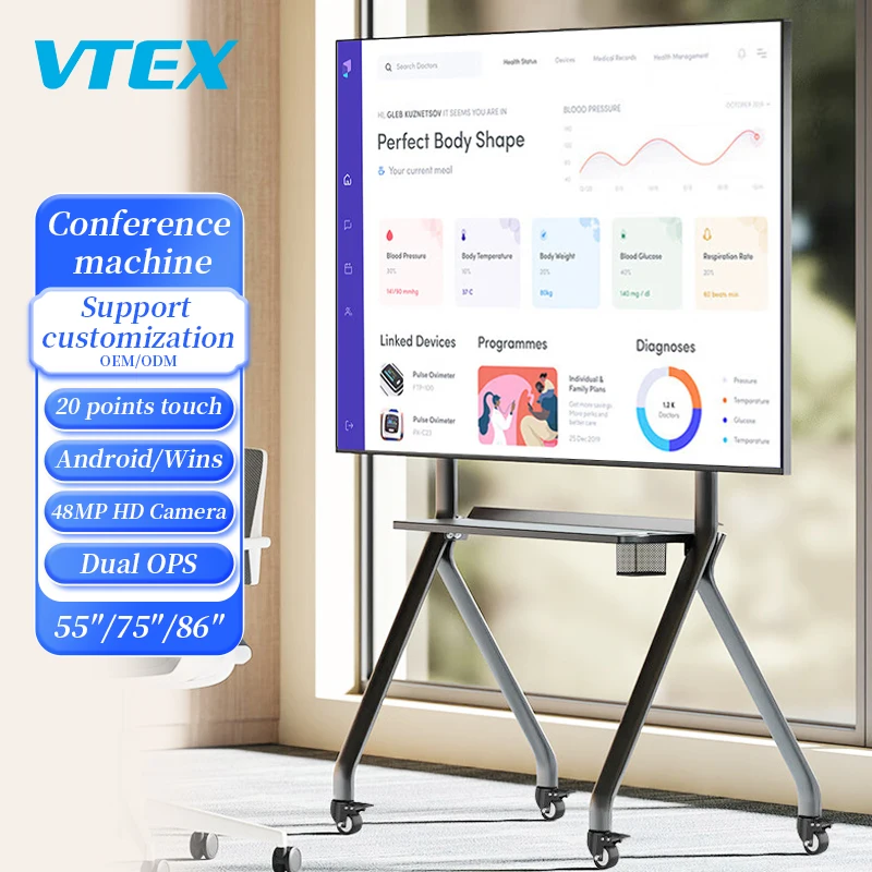 Two Ops Interfaces Digital Advertising Board 75 Inch Wifi Lcd Screen Supporting Full 4K Ui Display Advertising Equipment