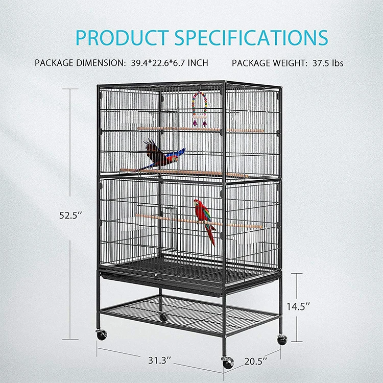 Wholesale iron durable parrot high quality luxury large pet big large bird cage parrot metal encrypted iron wire