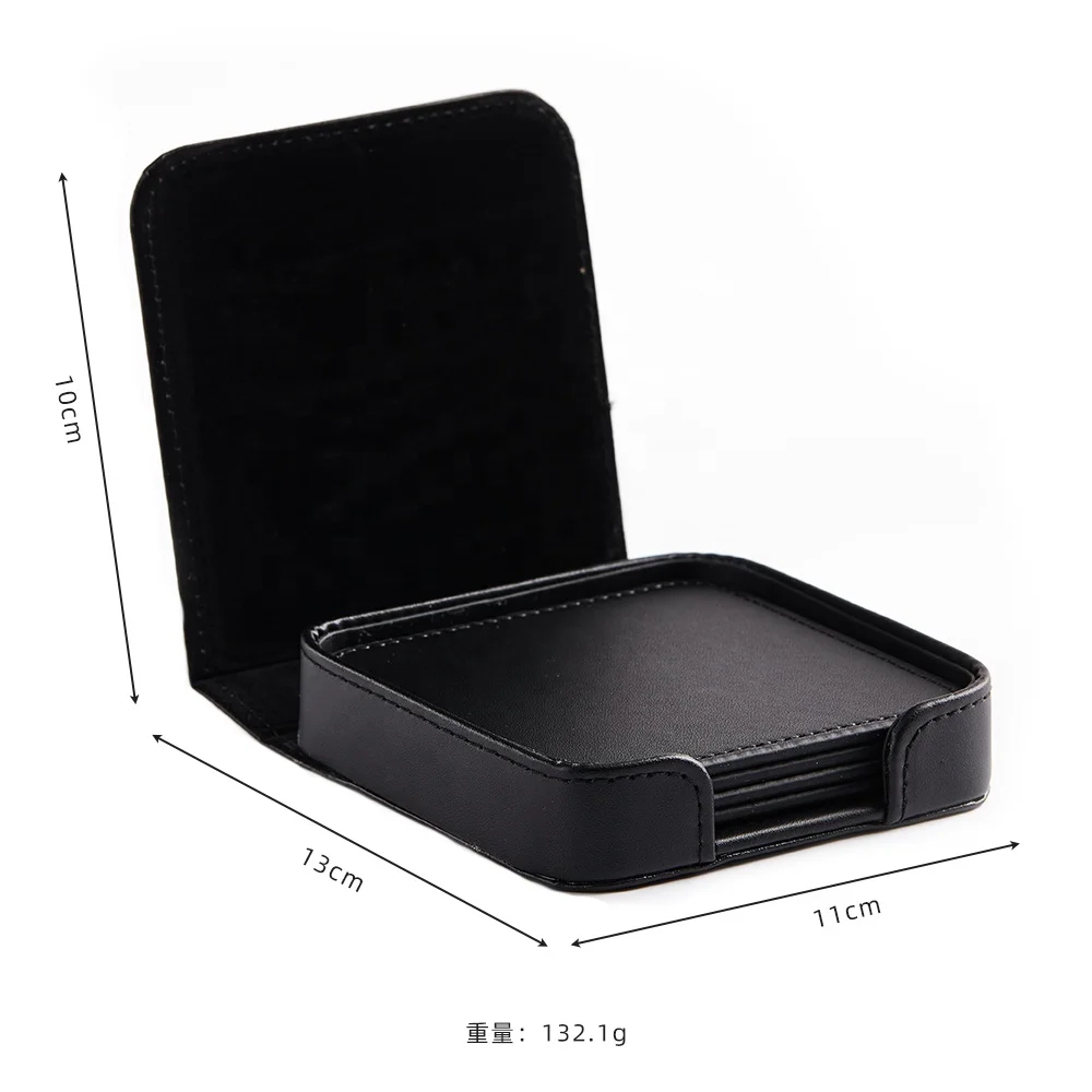 Black Custom Rectangular Placement Mat Restaurant Scratch Resistanc Pu Leather Dining Table Mats For Kids