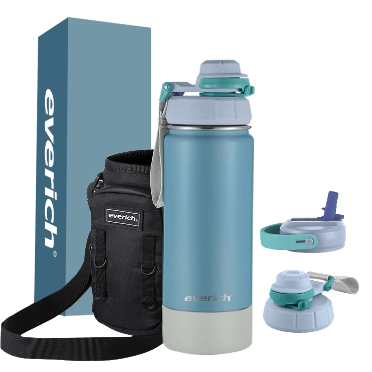 New Custom Logo different lid Portable Insulated Promotional Stainless Steel Water Bottle