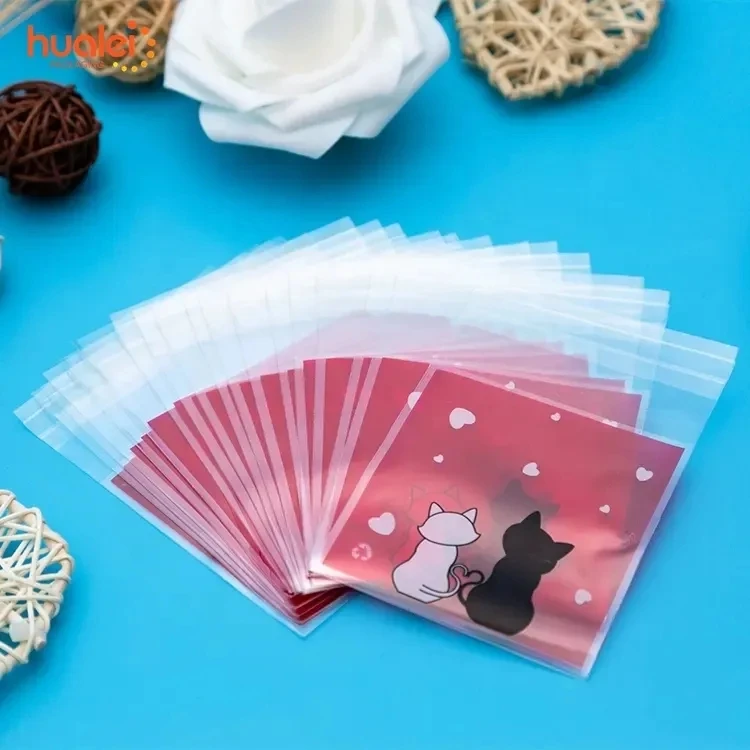 Wholesale Custom Design Printed Self Adhesive Seal BOPP Opp Christmas Plastic Gift Bags For Candies Cookies Candy