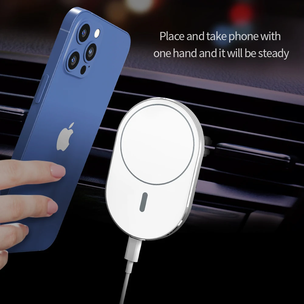 Slim Lightweight 15W Wireless Charger Magnetic Fast Charger with Car Air Vent Mount Phone Holder for IP12 IP13