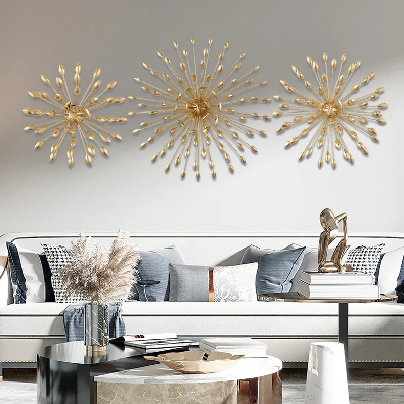 Light Luxury Decorative Bedroom Brass Home Wall Decor Art Metal Flowers Design Accessories
