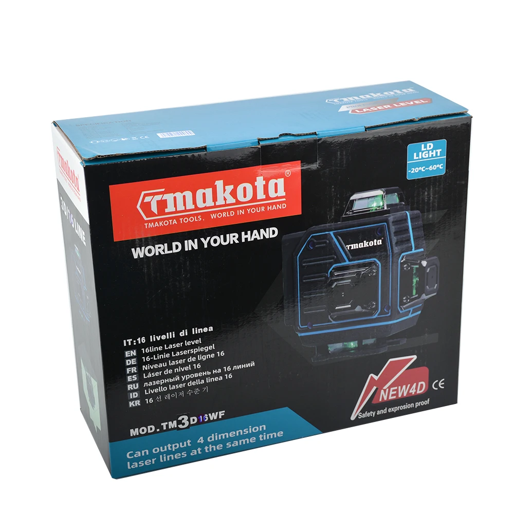 High Quality Tmakota Handheld 18 Line Lazer Level Green Beam  4D 18 line Self-leveling Horizontal laser level