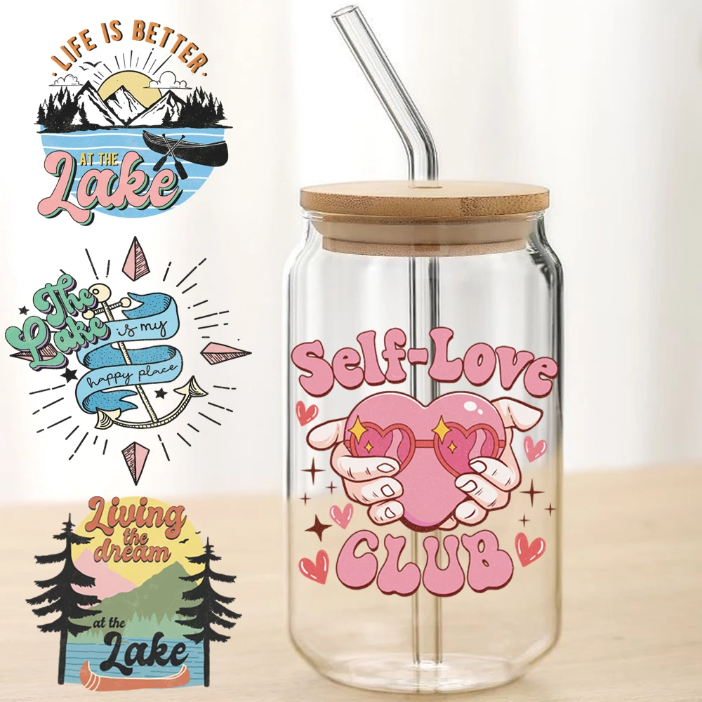 Custom Designs ECO Solvent Transfers UV DTF Cup Wrap Transfers 16oz UV DTF Libbey Wrap Tumbler Stickers