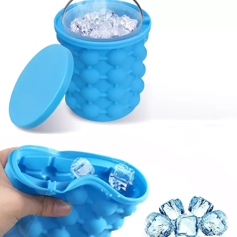 Revolutionary Space Saving Silicone Ice Cooler Bucket Ice Cube Tray Maker