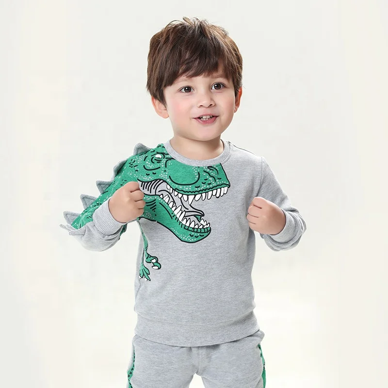 
Cute print factory direct kids clothes wear boy baby sweatshirt for kids with dinosaurs printing 