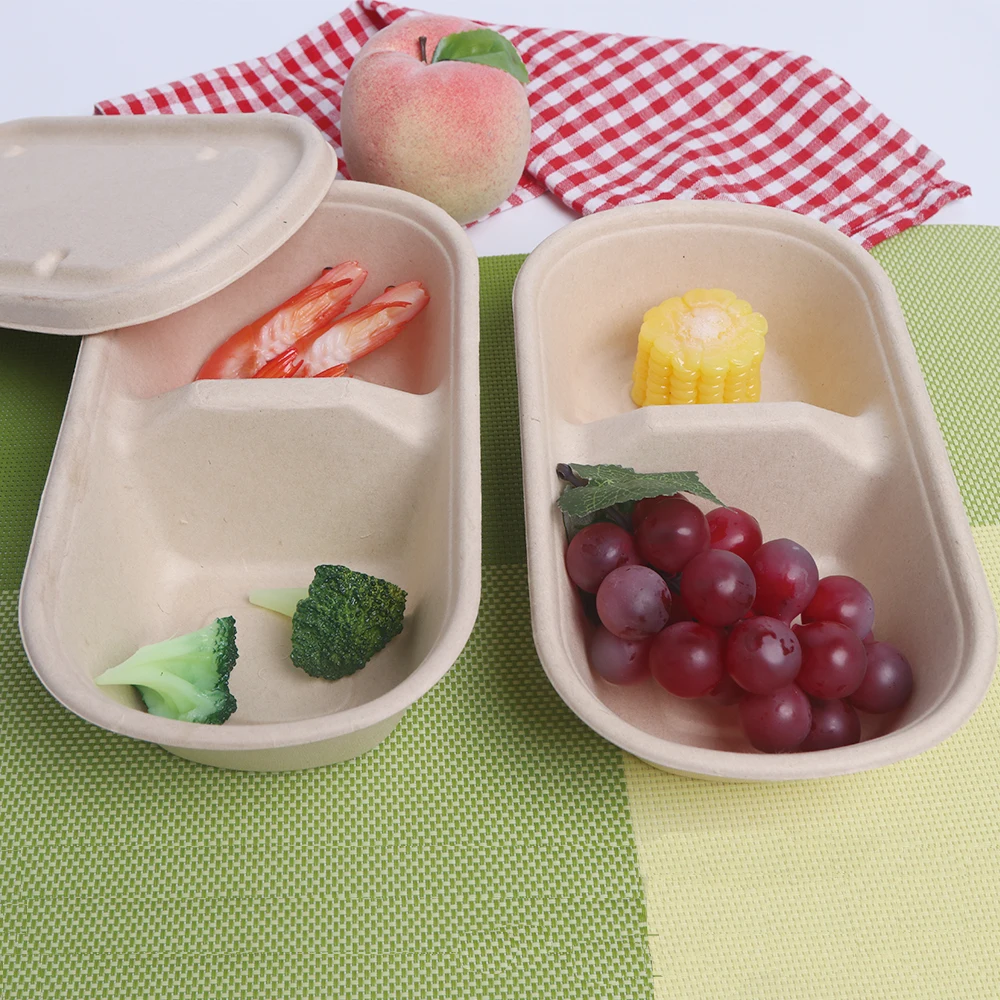 Meal Prep 300Pcs 2 Compartment Food Storage 50 Packs Cornstarch Custom Logo To Go Containers Food Disposable