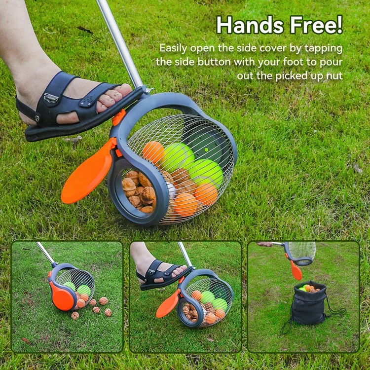 Garden Weasel Nut Gatherer  Pick Up Walnuts Small Apples  Citrus Fruits Tennis Balls Nut Collector with Cage Spreader
