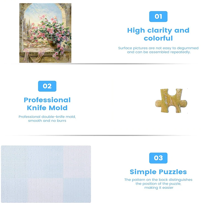 1000 Pieces Paper Jigsaw Puzzles Brain Game Toy Print Custom HD Castle Flower for Adult and Children Gifts Eco-friendly Unisex