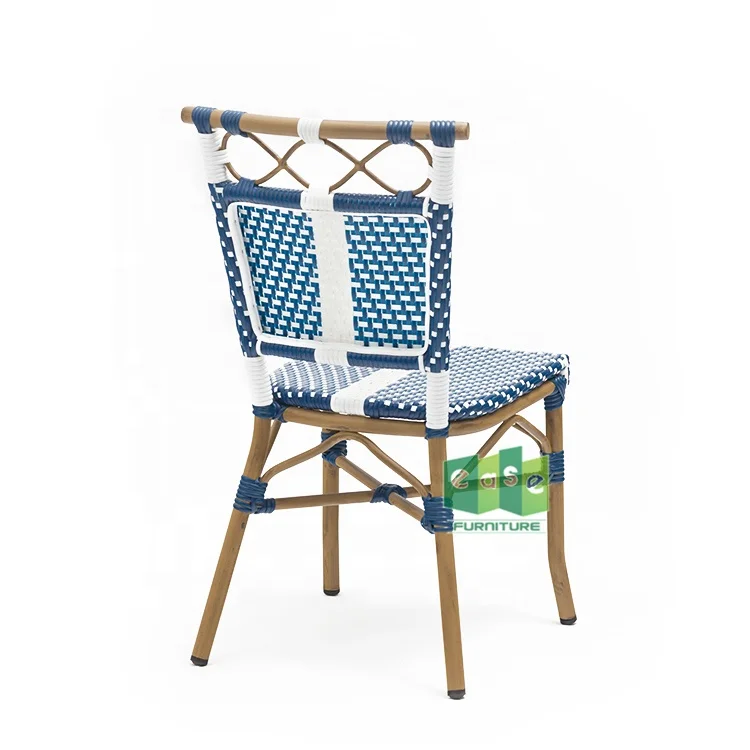 Wholesale outdoor rattan wicker paris cafe charis blue stackable (E6018)