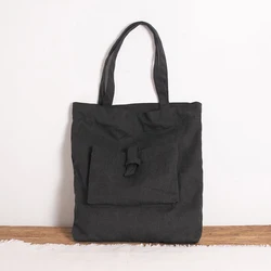 ISO BSCI Factory custom thick canvas tote bag with pocket shopping gift shoulder canvas black tote bag tote bag