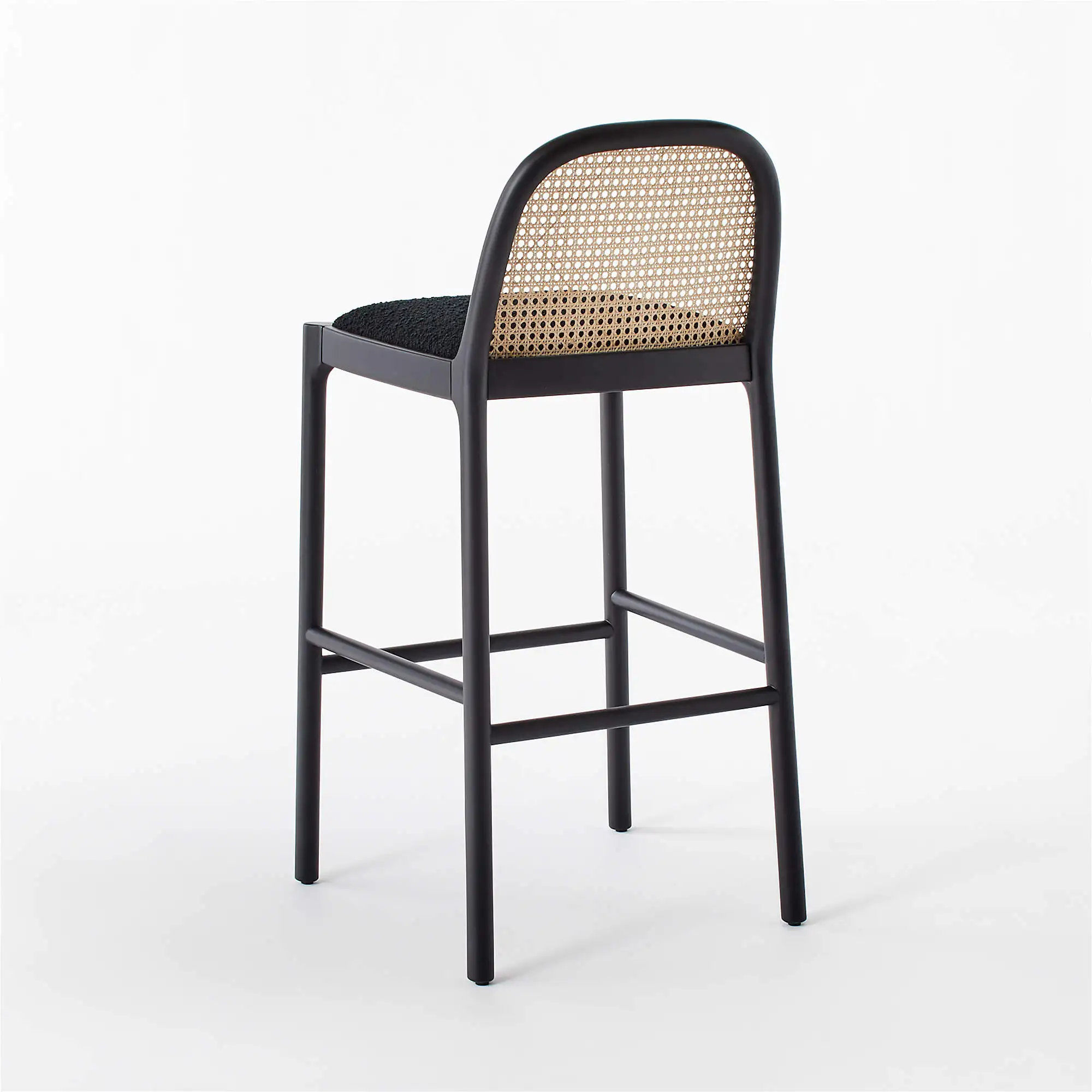 Wooden Black White Cane Rattan Back Bar Stool Kitchen Modern Bar Counter Stool