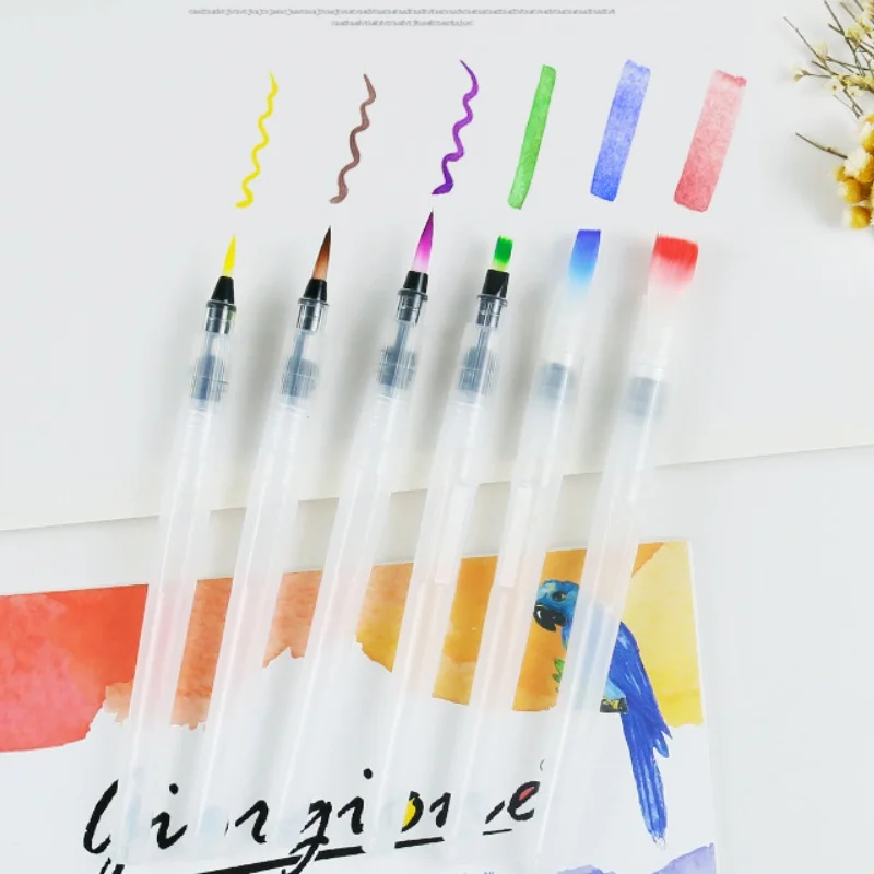 6 Pieces Watercolor Brush Pen Refillable Water Color Brush Pen