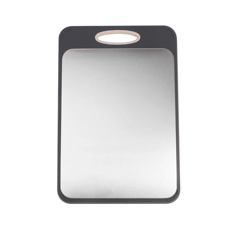 Dishwasher safe kitchen Food Grade 304 SS Wheat Straw and Stainless Steel Cutting Board Set Double-side Chopping Board