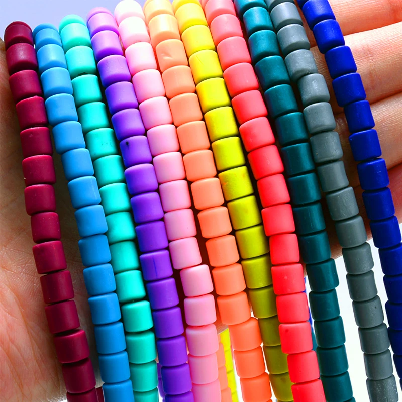 Wholesale 1 string  rainbow mixed   bucket polymer clay bracelet beads polymer clay disc 6mm jewelry making beads for kids woman